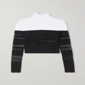 Alaïa - Two-tone Laser-cut Stretch-knit Turtleneck Top - Black - FR40