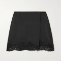 Stella McCartney - + Net Sustain Lace-trimmed Satin Skirt - Black - IT38
