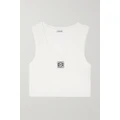 Loewe - Cropped Embroidered Ribbed Stretch-cotton Jersey Tank - White - medium