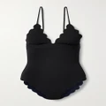Marysia - + Net Sustain Santa Clara Maillot Scalloped Stretch Recycled-crepe Swimsuit - Black - x small