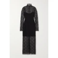 Givenchy - Flocked Stretch-tulle Maxi Dress - Black - FR34
