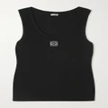 Loewe - Embroidered Ribbed Stretch-cotton Tank - Black - x small