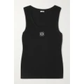 Loewe - Embroidered Ribbed Stretch-cotton Tank - Black - x small