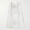 Jenny Packham - Cape-effect Embellished Tulle And Chiffon Gown - White - UK 6