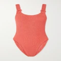 Hunza G - + Rose Inc Christy Seersucker Swimsuit - Coral - One size