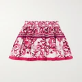 Dolce & Gabbana - Pleated Printed Cotton-poplin Mini Skirt - Pink - IT48
