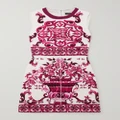 DOLCE & GABBANA - Printed Cotton-blend Jacquard Mini Dress - Pink - IT36