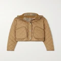 Burberry - Hooded Corduroy-trimmed Quilted Shell Jacket - Neutral - small