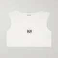 Loewe - Cropped Embroidered Ribbed Stretch-cotton Jersey Tank - White - x small
