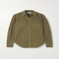 SAINT LAURENT - Herringbone Cotton Shirt - Green - XS
