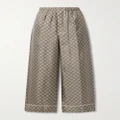 Gucci - Cropped Silk-satin Jacquard Wide-leg Pants - Camel - IT36