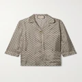 Gucci - Silk-satin Jacquard Shirt - Camel - IT34