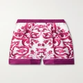 Dolce & Gabbana - Printed Silk-satin Twill Shorts - Pink - IT40