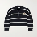 Moncler - Appliquéd Striped Wool Sweater - Black - xx large