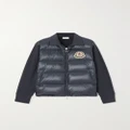 Moncler - Appliquéd Cotton-blend Jersey And Quilted Shell Down Jacket - Navy - x small