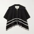 Moncler - Fringed Striped Wool-blend Jacquard Poncho - Black - One size