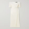 Jenny Packham - Draped Wrap-effect Embellished Chiffon Gown - White - UK 6