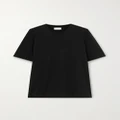 SAINT LAURENT - Embroidered Cotton T-shirt - Black - XS