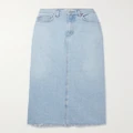 AGOLDE - + Net Sustain Hilla Frayed Organic Denim Maxi Skirt - Light denim - 23