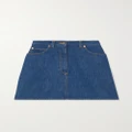 Gucci - Leather-trimmed Denim Mini Skirt - Mid denim - IT34