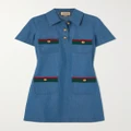 Gucci - Webbing-trimmed Embellished Denim Mini Dress - Blue - IT38