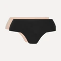 Spanx - Undie-tectable Set Of Two Stretch-jersey Thongs - Black - small
