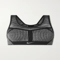 Nike - Fe/nom Striped Flyknit Sports Bra - Black - medium