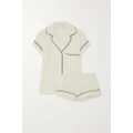 Eberjey - Gisele Piped Stretch-modal Pajama Set - Ivory - x large