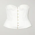Agent Provocateur - Mercy Strapless Lace-up Cotton-satin Bustier Top - White - 2