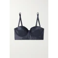 Eres - Caresses Polka-dot Stretch-leavers Lace And Satin Underwired Bustier Bra - Navy - 36B