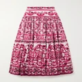 Dolce & Gabbana - Tiered Printed Cotton-poplin Maxi Skirt - Pink - IT36
