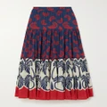 La DoubleJ - Tiered Printed Cotton And Silk-blend Maxi Skirt - Navy - x small