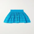 Alaïa - Archetypes Pointelle-trimmed Ribbed-knit Mini Skirt - Light blue - FR42