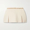 Gucci - Chain-embellished Pleated Bouclé Mini Skirt - White - IT38