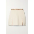 Gucci - Chain-embellished Pleated Bouclé Mini Skirt - White - IT38