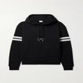 SAINT LAURENT - Striped Embroidered Cotton-jersey Hoodie - Black - XS