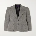 Ralph Lauren Collection - Preston Leather-trimmed Herringbone Wool-blend Tweed Blazer - Gray - US8