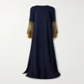 Oscar de la Renta - Fringed Silk-crepe Gown - Midnight blue - small