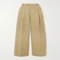 Gucci - Linen And Cotton-blend Jacquard Wide-leg Pants - Beige - IT36