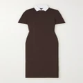 Ralph Lauren Collection - Convertible Poplin-trimmed Ribbed-knit Midi Dress - Brown - large
