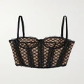 Gucci - Lace-trimmed Embroidered Cotton-blend Tulle And Satin Bustier Top - Black - XXS