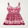 DOLCE & GABBANA - Pleated Printed Stretch Silk-blend Mini Dress - Pink - IT48