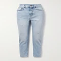SAINT LAURENT - Distressed High-rise Straight-leg Jeans - Blue - 24