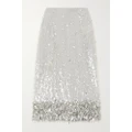 Valentino Garavani - Embellished Sequined Tulle Midi Skirt - Silver - IT38