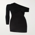 SAINT LAURENT - Asymmetric Draped Stretch-jersey Mini Dress - Black - FR36