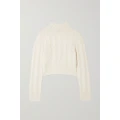 Le Kasha - Murano Cropped Cable-knit Organic Cashmere Turtleneck Sweater - White - medium