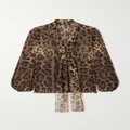 Dolce & Gabbana - Tie-detailed Leopard-print Silk-chiffon Shirt - Leopard print - IT40