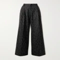 Alexander McQueen - Pinstriped Wool-twill Wide-leg Pants - Black - IT38