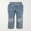 Loewe - Appliquéd Cropped High-rise Straight-leg Jeans - Blue - FR36