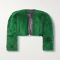 KHAITE - Gracell Cropped Leather-trimmed Shearling Jacket - Green - US4